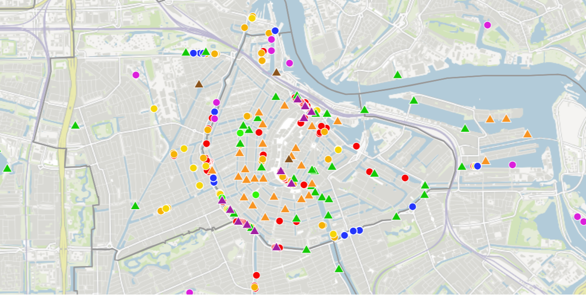 Map embarking locations Amsterdam