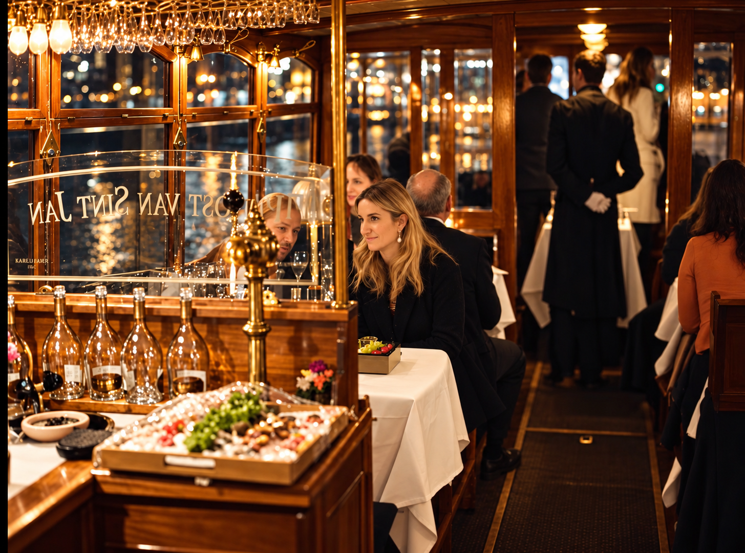 Gouden avond aan boord van de rivierboot